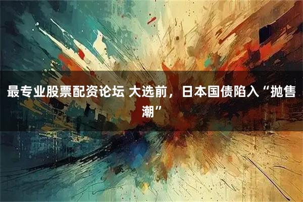 最专业股票配资论坛 大选前，日本国债陷入“抛售潮”