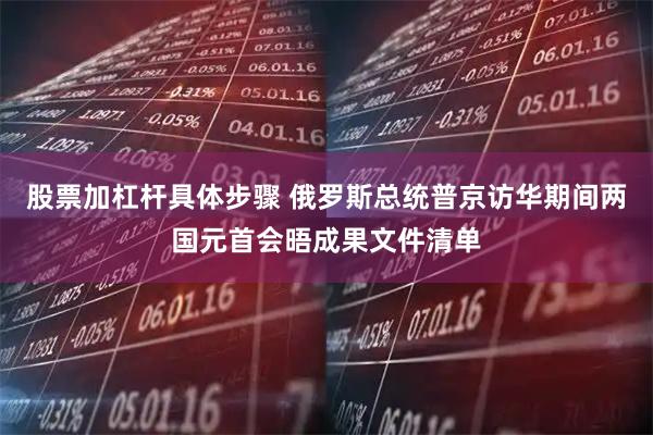 股票加杠杆具体步骤 俄罗斯总统普京访华期间两国元首会晤成果文件清单