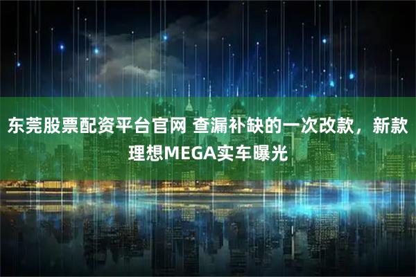 东莞股票配资平台官网 查漏补缺的一次改款，新款理想MEGA实车曝光